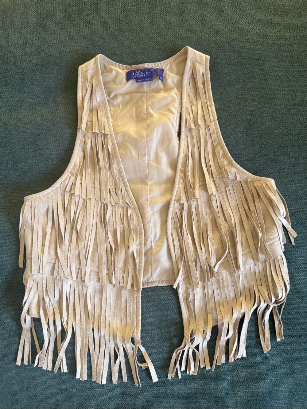 Fringed Suede Vest in Light Tan